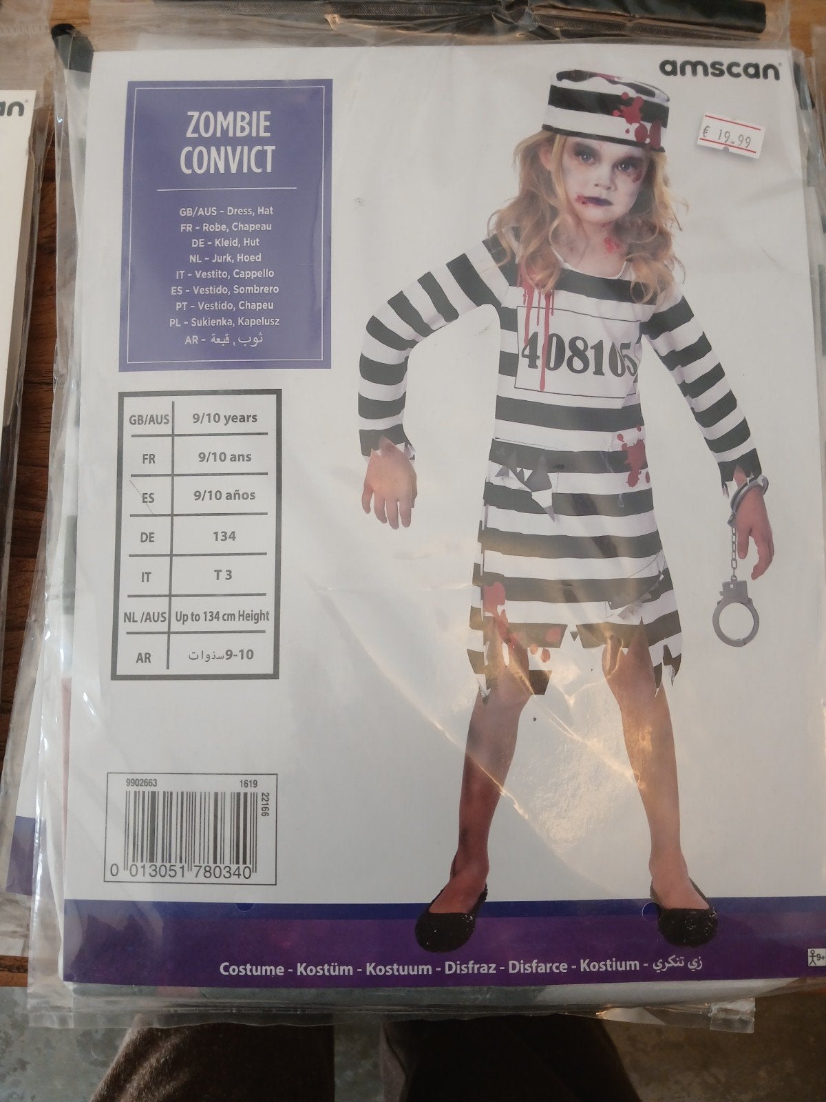 Zombie Convict Kostuum - Halloween Verkleedkleding, Ophalen of Verzenden, Nieuw, 134 t/m 140, Jongen of Meisje
