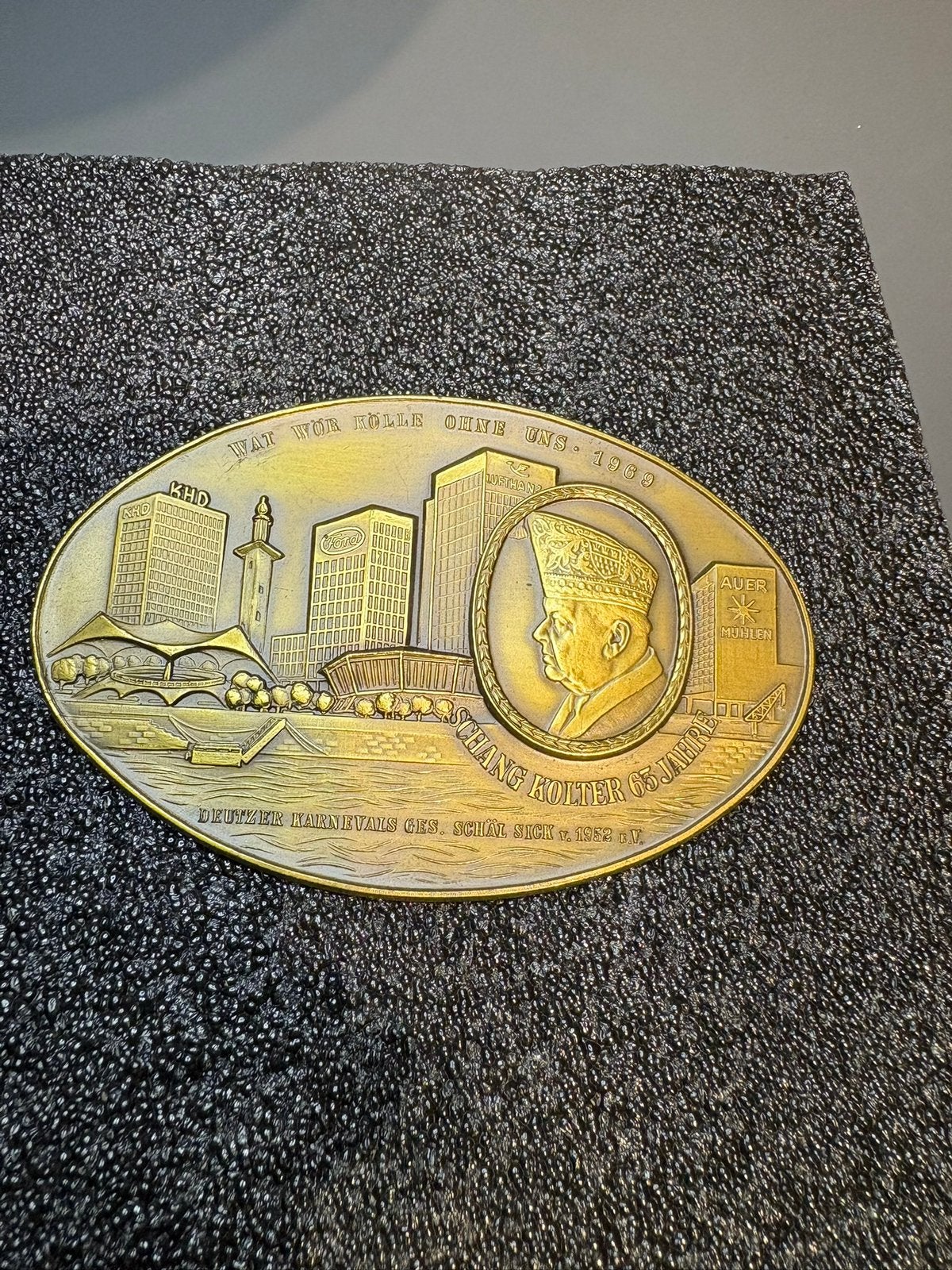 Kölner Karneval Plaquette 1969 Schäng Kolter Deutz Köln, Verzenden, Overige materialen