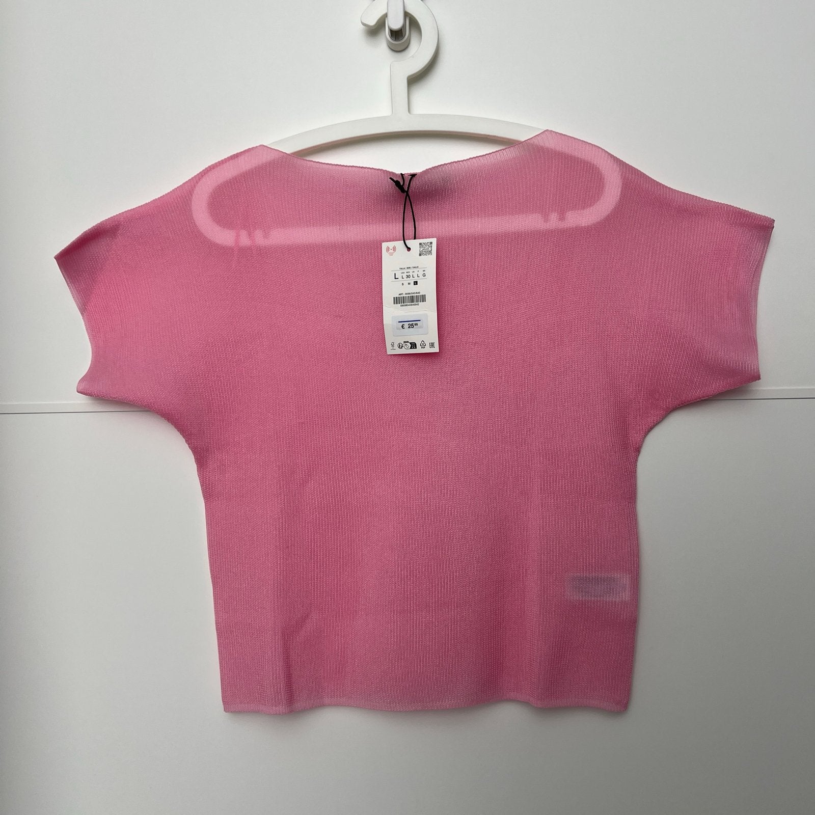 Zara Roze gebreide top met korte mouwen, Kleding | Dames, Tops, Maat 38/40 (M), Ophalen of Verzenden, Zo goed als nieuw, Korte mouw