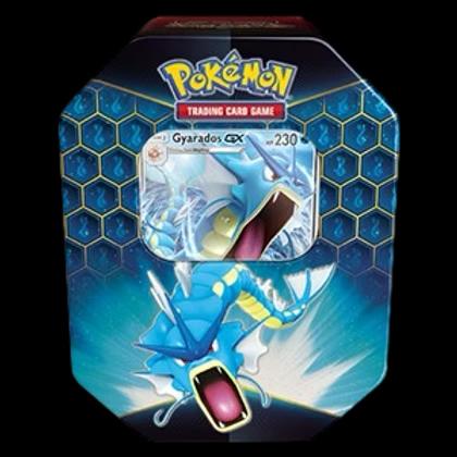 Pokémon Hidden Fates Gyarados GX Tin, Hobby en Vrije tijd, Verzamelkaartspellen | Pokémon, Ophalen of Verzenden, Zo goed als nieuw