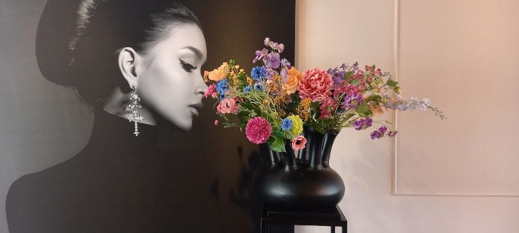 Silk-Ka Royaal Zijden Bloemen Boeket XXXL cm Pastel kleuren, Silk-ka, Ophalen of Verzenden, Boeket, Onderhoudsvrij
