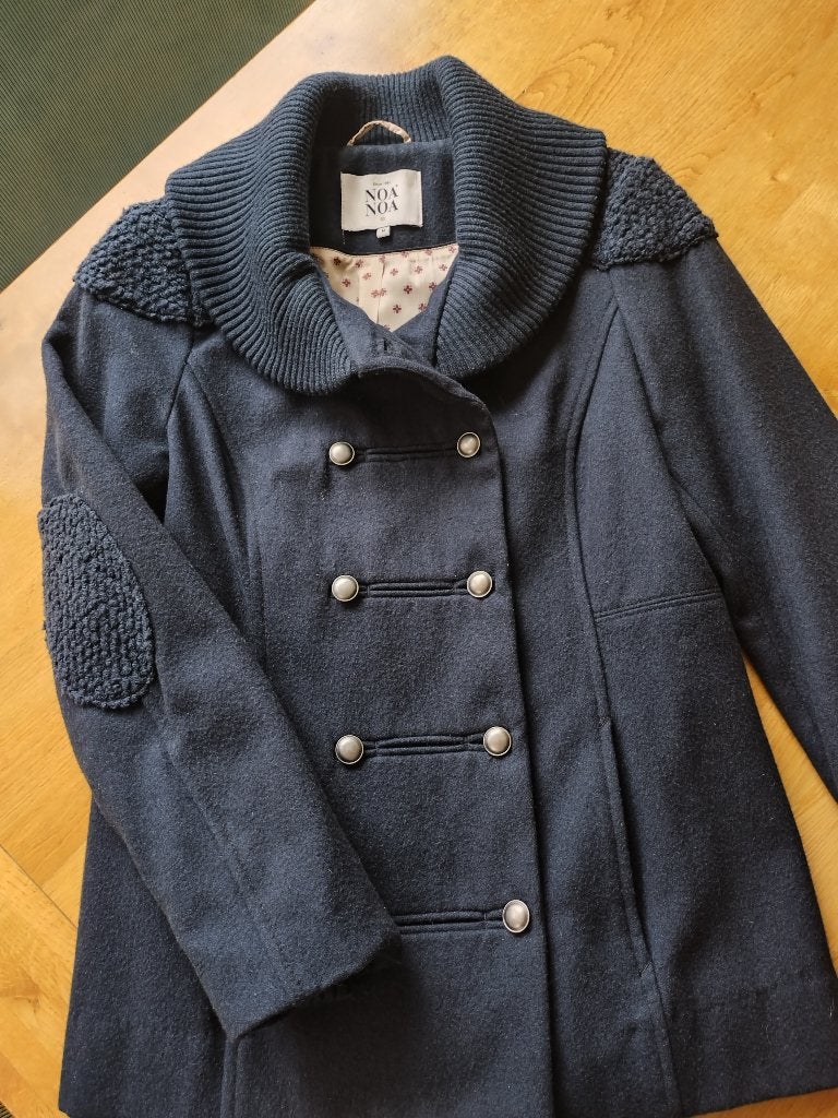 Noa Noa peacot wollen jasje M navyblauw, Kleding | Dames, Maat 38/40 (M), Ophalen of Verzenden, Zo goed als nieuw, Blauw