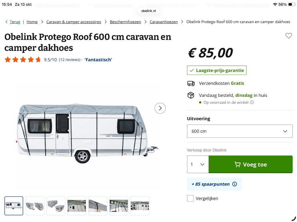 Dakhoes 600 cm voor caravan of camper, Caravans en Kamperen, Ophalen, Nieuw