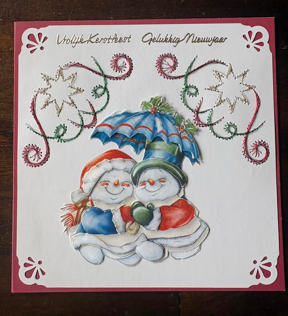 Nieuwe zelfgemaakte kerstkaart borduur 3D, Hobby en Vrije tijd, Ophalen of Verzenden, Nieuw, Kerst