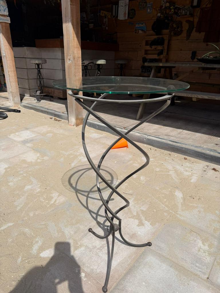 Gietijzeren plantentafel/ bijzettafel, Zo goed als nieuw, Minder dan 100 cm, Metaal, Ophalen