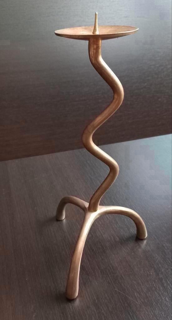 Swirl Massief brons Kandelaar , bronzen art, Ophalen of Verzenden, Brons