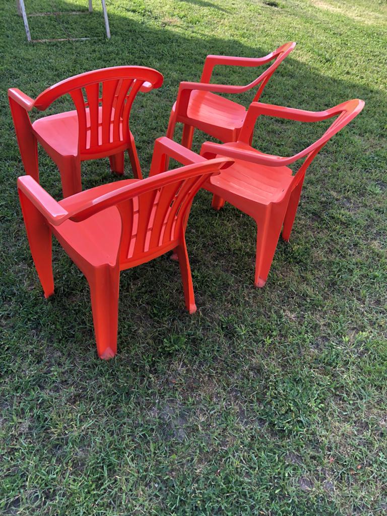 Oranje tuinstoelen, Tuin en Terras, Ophalen of Verzenden, Zo goed als nieuw, Kunststof