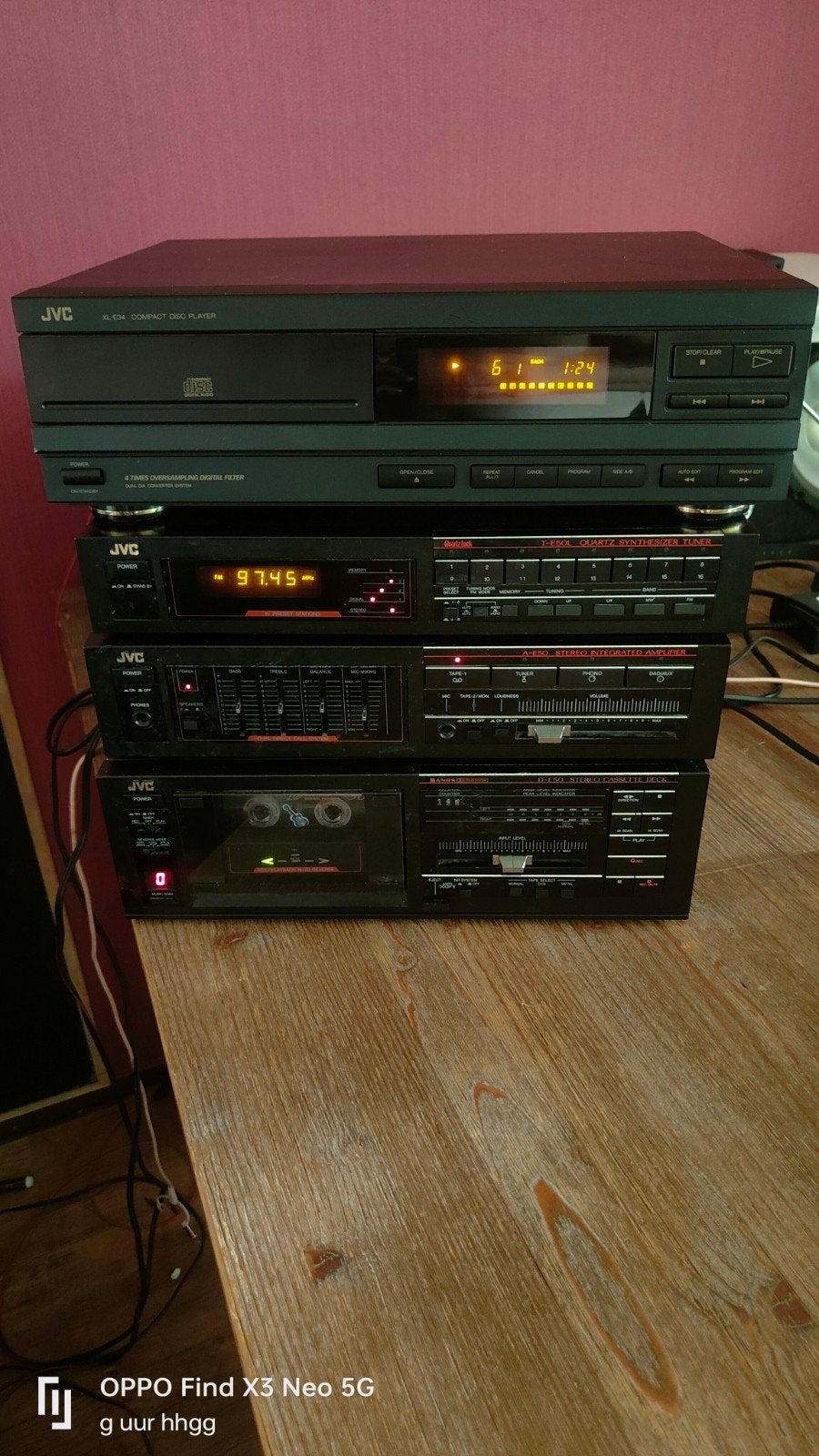 JVC Stereo Set: Tuner, Versterker, Cassettedeck, CD-speler, Gebruikt, JVC, Cassettedeck, Losse componenten