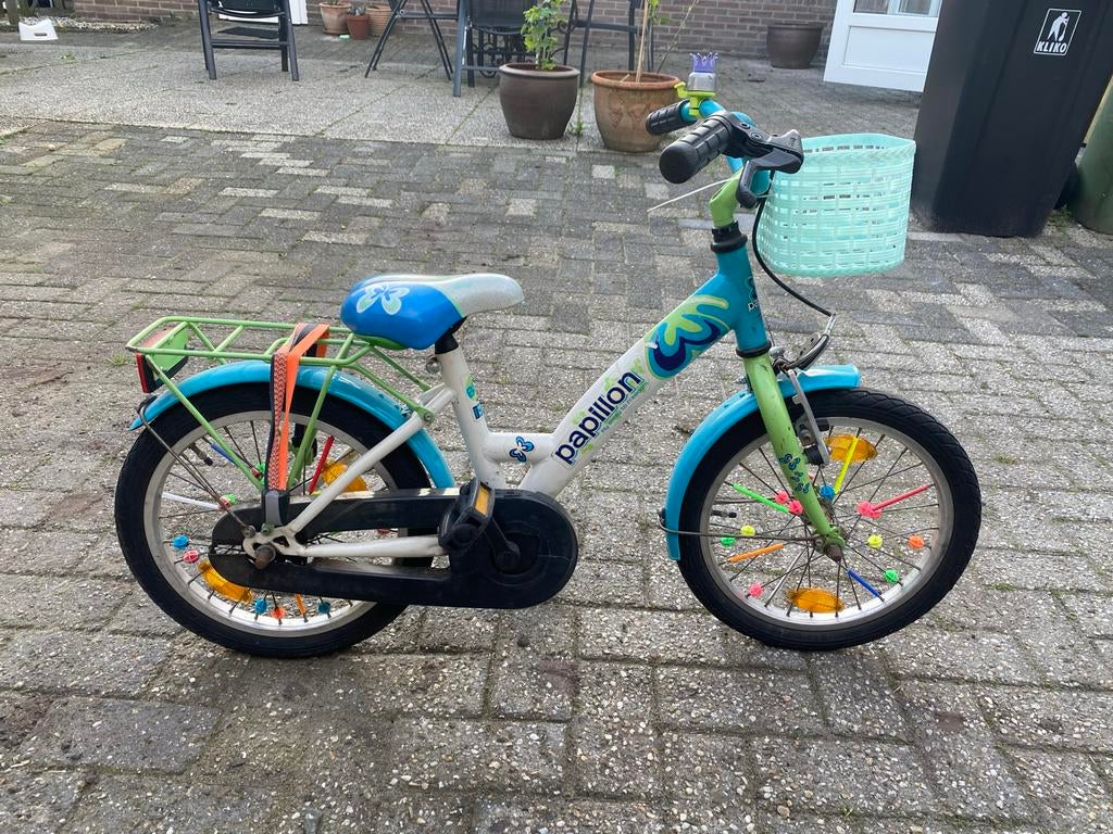 Kinderfiets Papillon 16 inch met mandje en bagagedrager, Ophalen of Verzenden, Gebruikt, 16 tot 20 inch