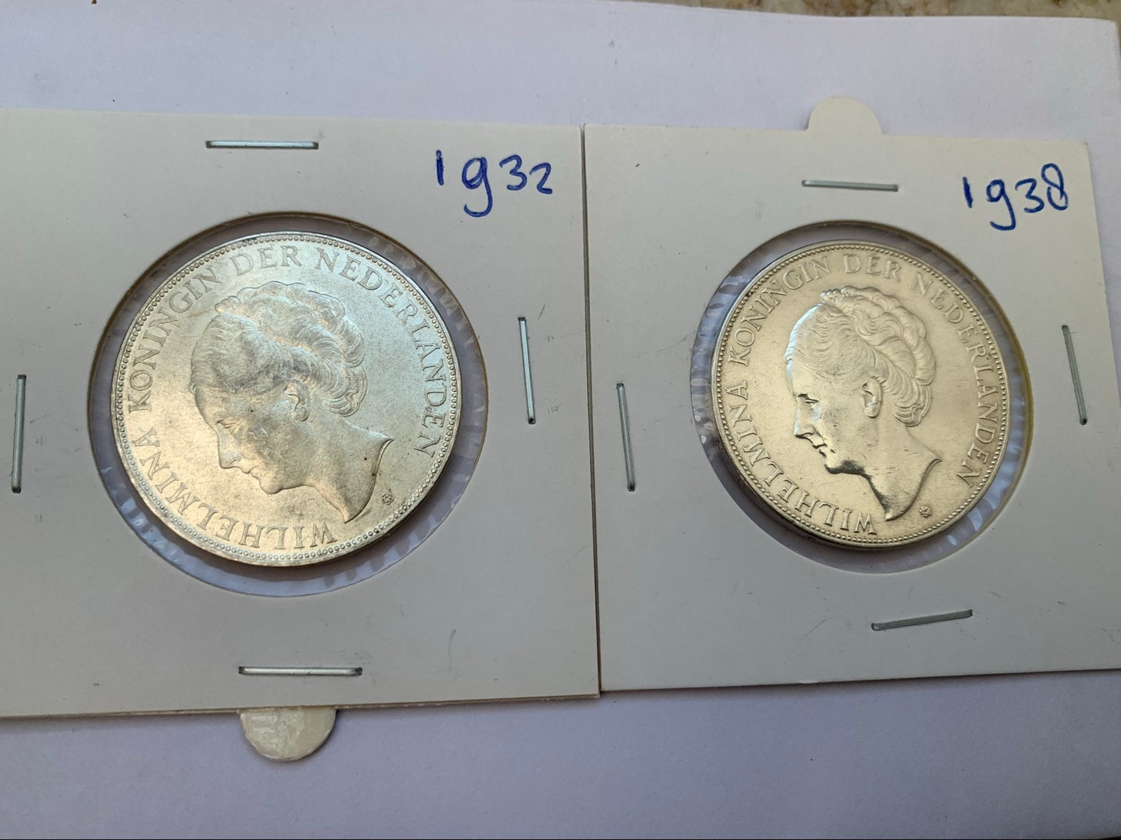 2 zilveren wilhelmina rijksdaalders 1932 en 1938, Ophalen of Verzenden, Koningin Wilhelmina, 2½ gulden