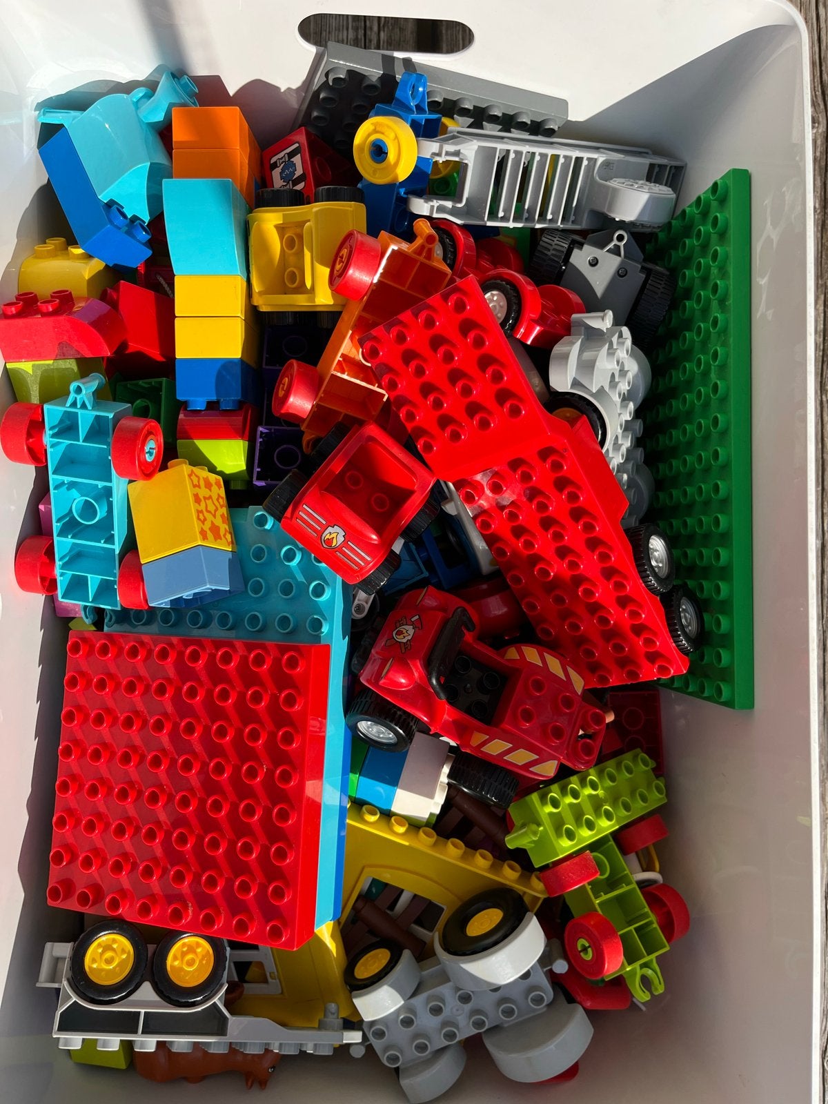 Grote boodschappentas vol Duplo: cijfertrein, brandweer, pol, Gebruikt, Inclusief extra onderdelen, Ophalen of Verzenden, Duplo