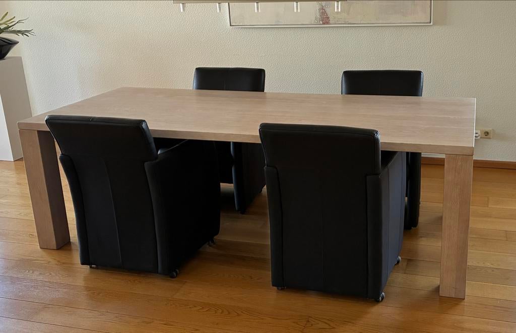 Eikenhouten eettafel, Huis en Inrichting, Tafels | Eettafels, Zo goed als nieuw, 50 tot 100 cm, 200 cm of meer, Vijf personen of meer