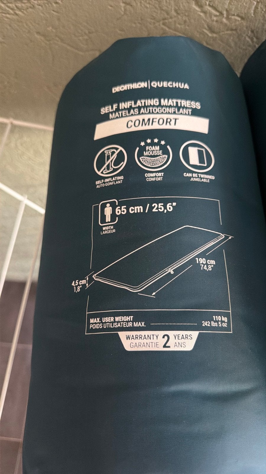 2 x Decathlon Quechua Zelfopblaasbaar Matras Comfort, Caravans en Kamperen, Luchtbedden, Ophalen, Zo goed als nieuw, 1-persoons