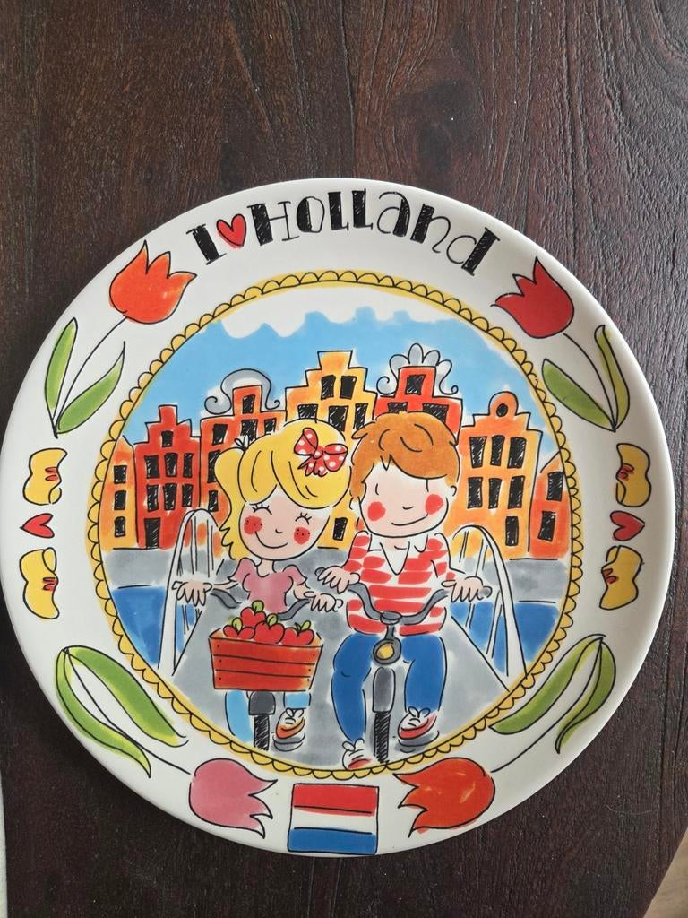 Blond Amsterdam groot bord /platte schaal I love Holland, Ophalen, Zo goed als nieuw, Rond, Porselein of Keramiek