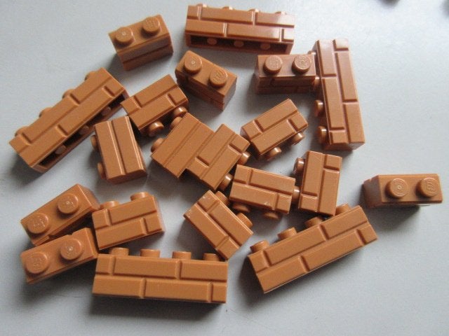 nr. 9315, Medium nougat steenmotief stenen, 1x4 en 1x2, Ophalen of Verzenden, Zo goed als nieuw, Losse stenen, Lego