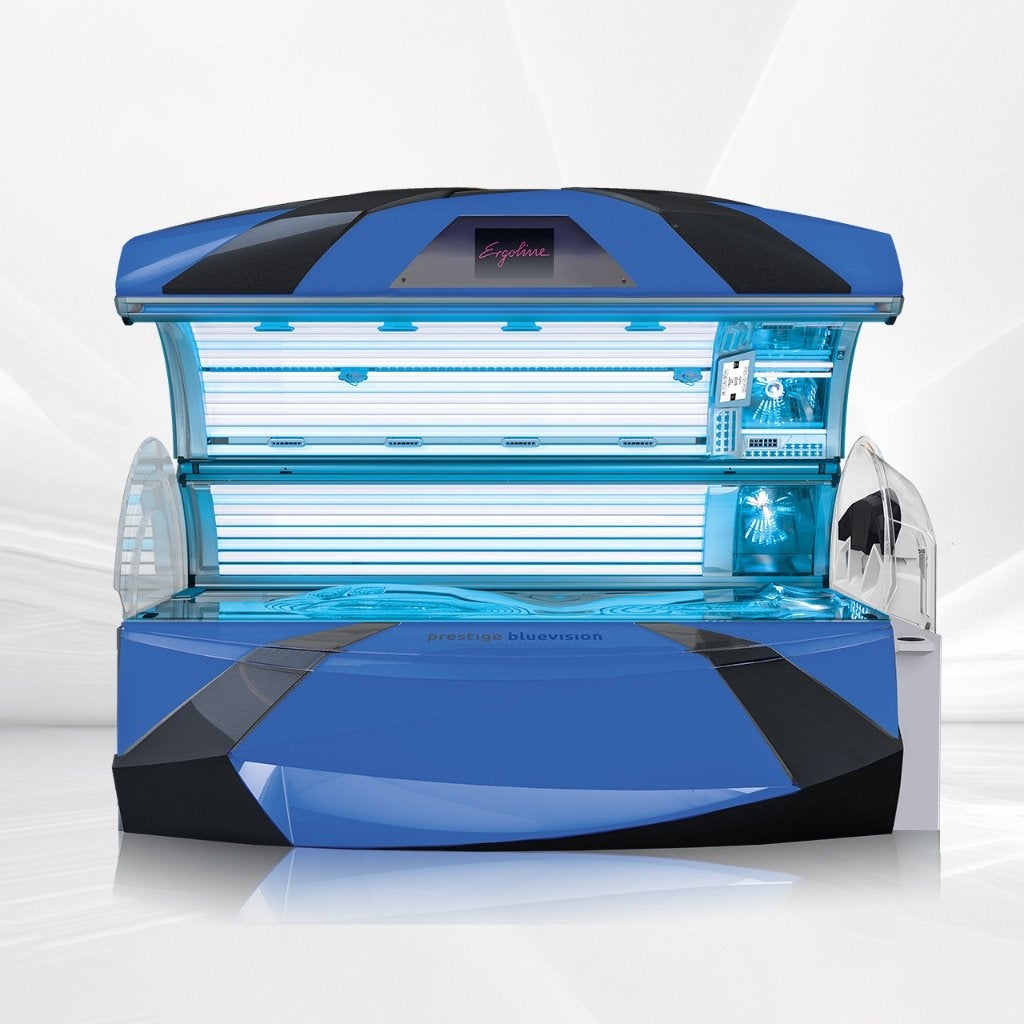 Ergoline Prestige BlueVision zonnebank – Occasion, Ophalen of Verzenden, Gebruikt, Zonnebank dubbelzijdig, 15 lampen of meer