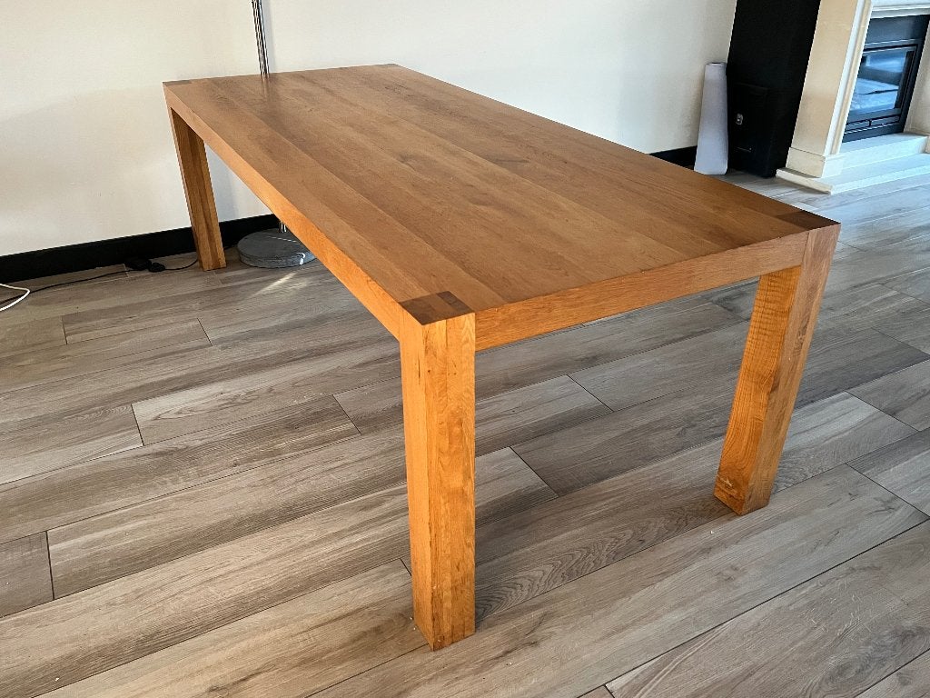 Eiken tafel, Huis en Inrichting, Ophalen, Gebruikt, Eikenhout, 200 cm of meer