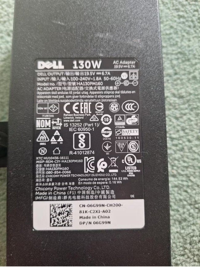 Dell 130W AC Adapter Oplader Voeding 19.5V 6.7A, Ophalen of Verzenden, Gebruikt, Dell.