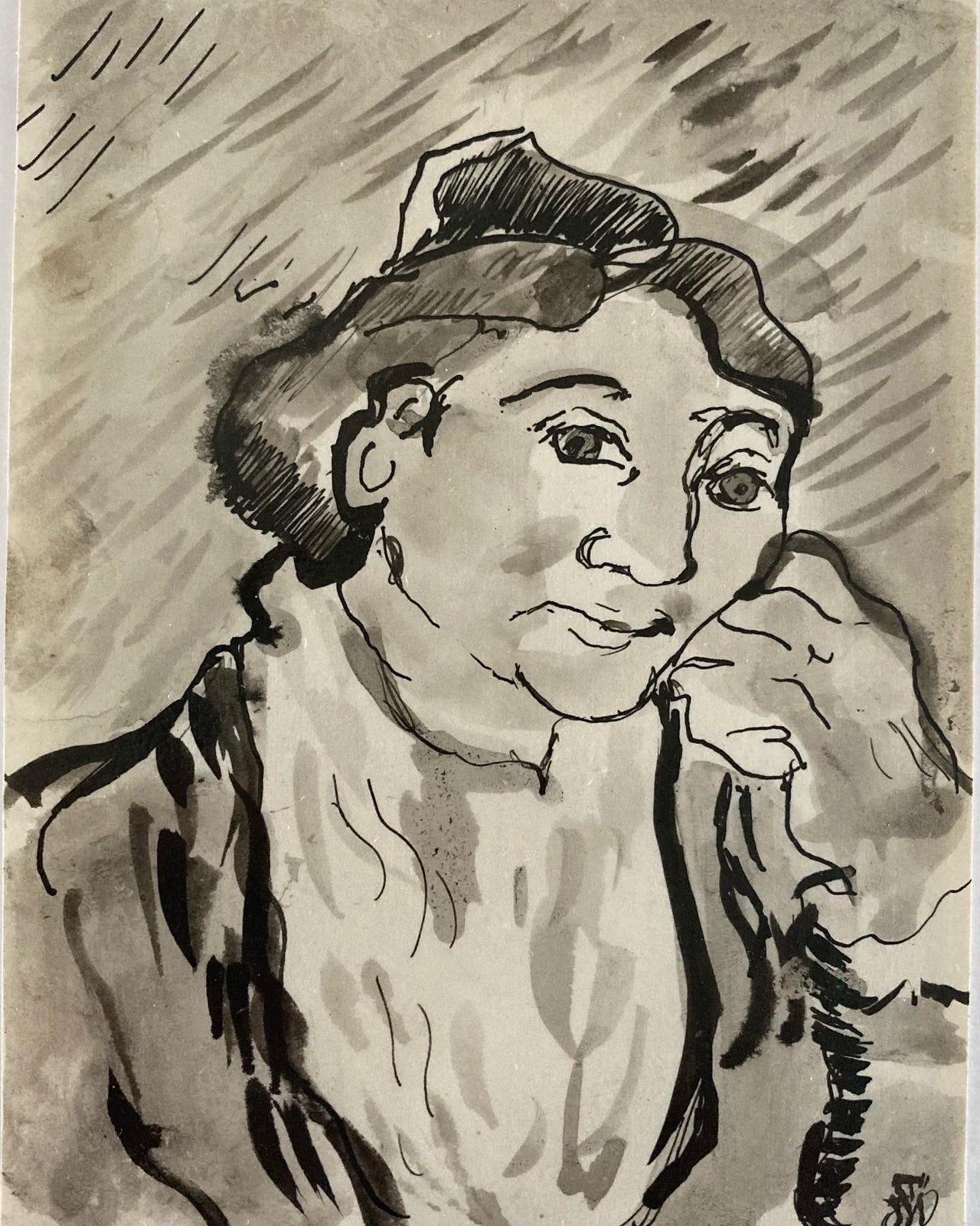 Originele pentekening gesigneerd, Antiek en Kunst, 1950 - 1999, Overige technieken, Ophalen of Verzenden, 15 cm