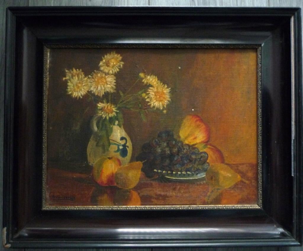 Stilleven ~1930 - A. Wassenburg 1896-1970 - karton-gelijst, Ophalen of Verzenden
