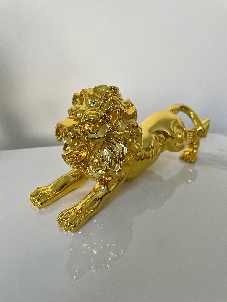 Leeuw beeld goud decoratie, Ophalen of Verzenden, Zo goed als nieuw, Dier