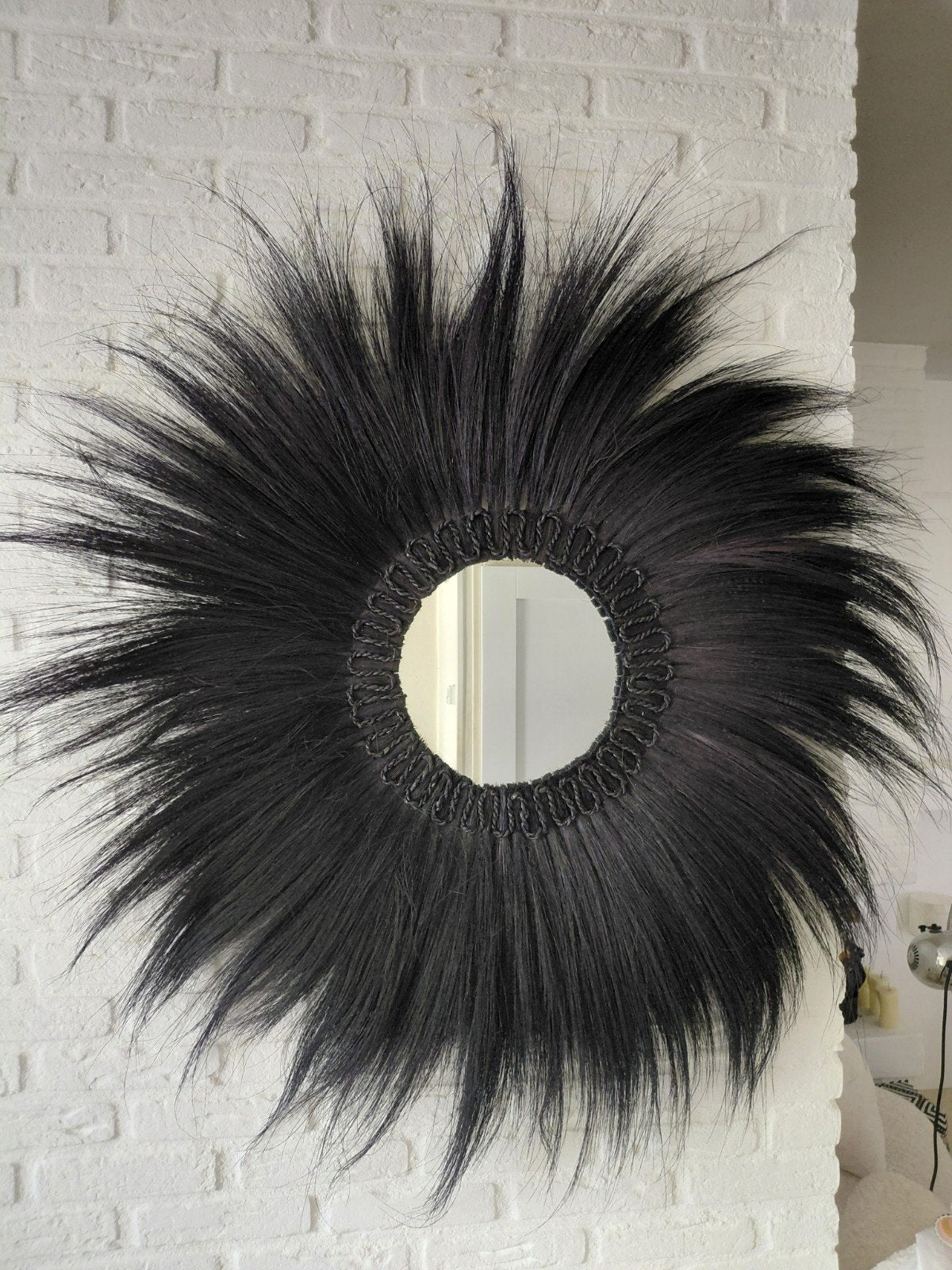 Gave zwarte spiegel / diameter 1 m 20, Ophalen, Zo goed als nieuw, Rond, Minder dan 100 cm
