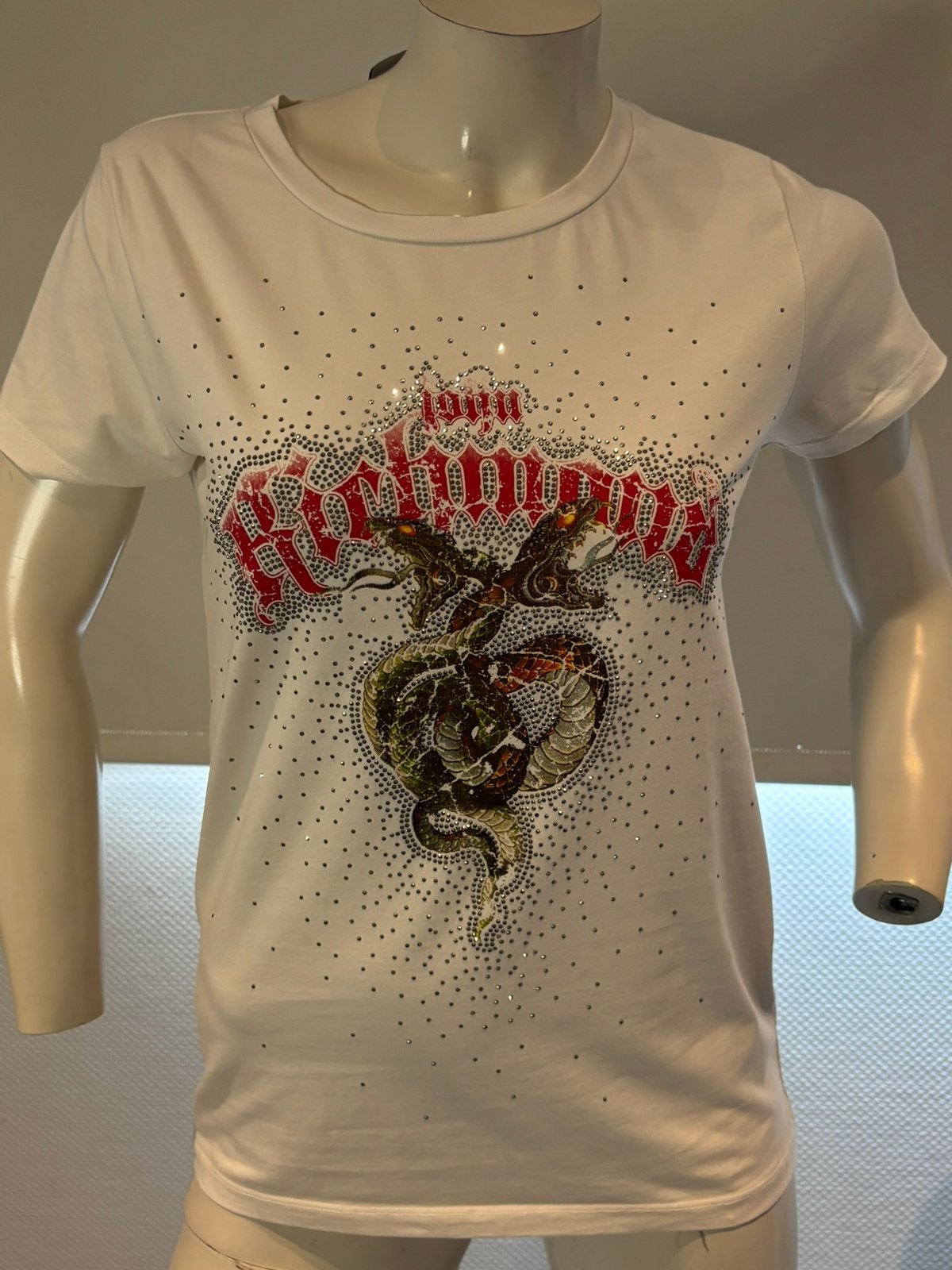 John richmond shirt met steentjes maat m, Kleding | Dames, Maat 38/40 (M), Wit, Ophalen of Verzenden, Zo goed als nieuw