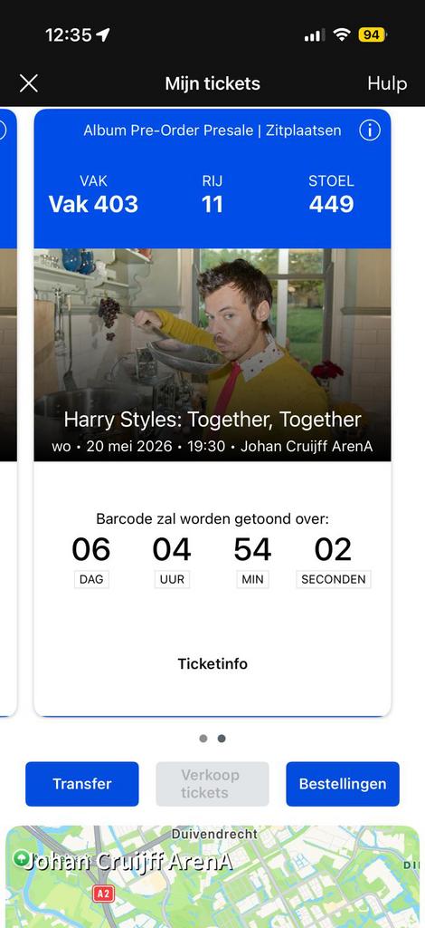 Harry styles tickets 20 mei, Twee personen, Ticket of Toegangskaart