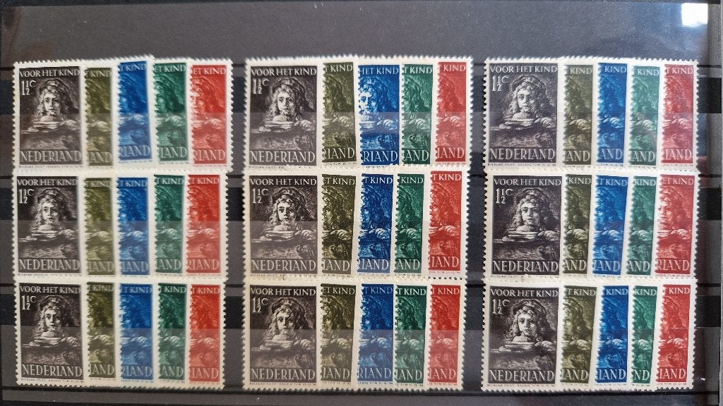 9x NVPH 397-401. 6x ongestempeld, 3x postfris., Verzenden, Na 1940, Postfris
