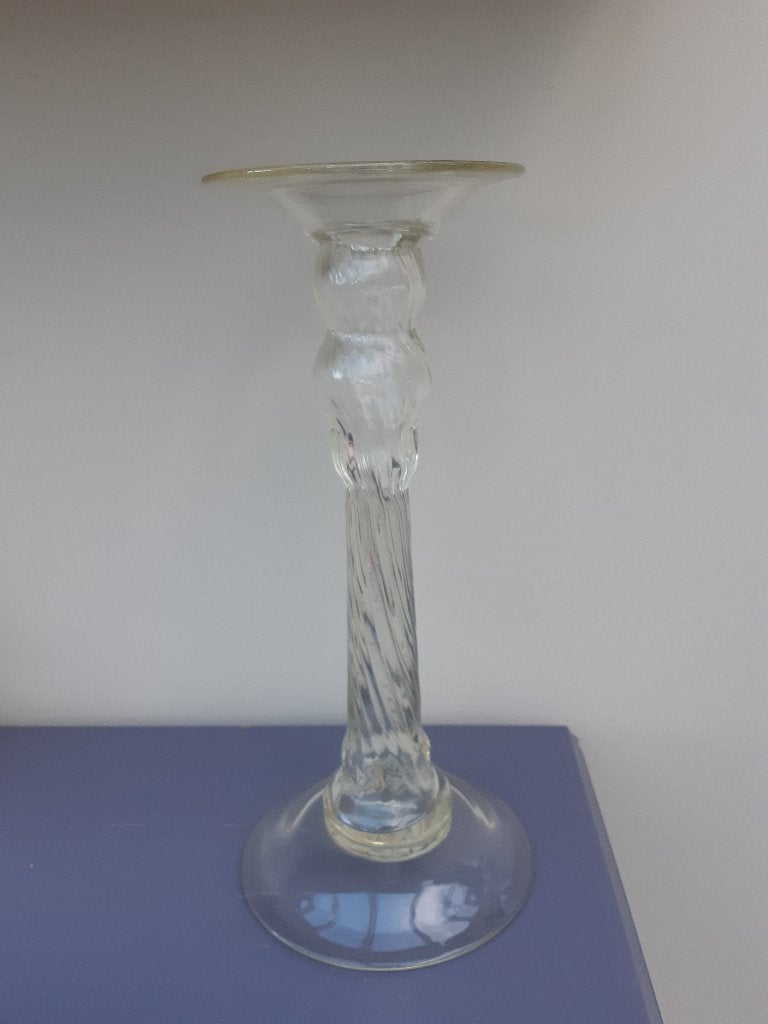 glazen kaars kandelaar ~ handgemaakt, Gebruikt, Ophalen of Verzenden, Glas, Kandelaar