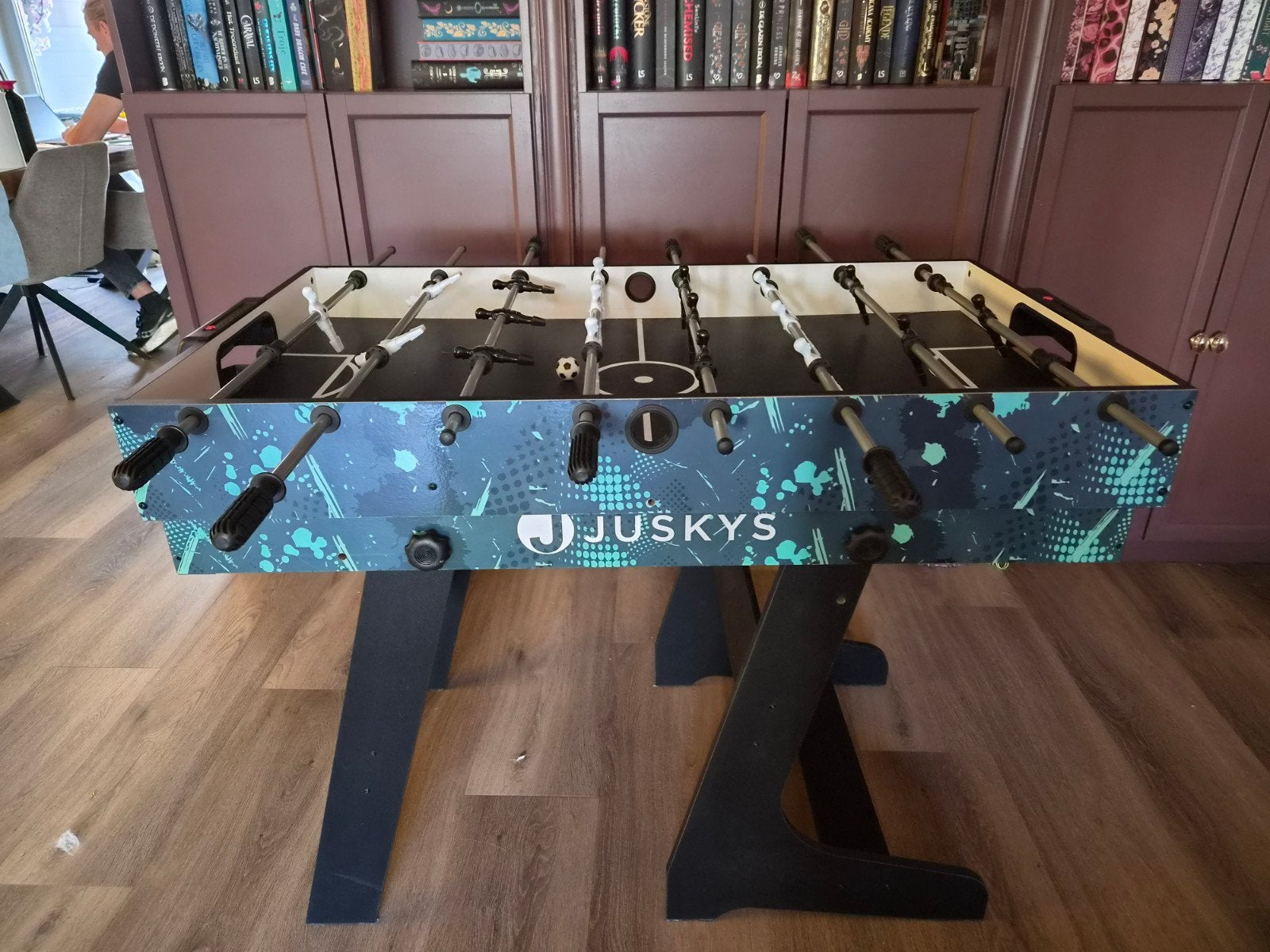 Juskys 4-in-1 Tafel: Biljart, Airhockey, Tafelvoet, Ophalen, Zo goed als nieuw