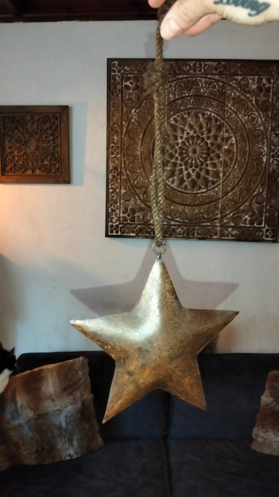 Leuk brocante hanger ster metaal geroest, Ophalen of Verzenden