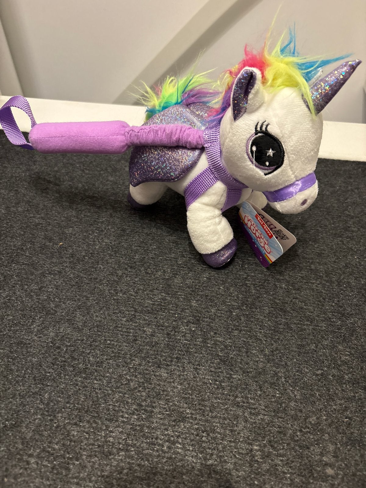 Eenhoorn knuffel met regenboog manen en glitter vleugels, Middelgroot (20 tot 80 cm), Wit, Eenhoorn, Overige merken