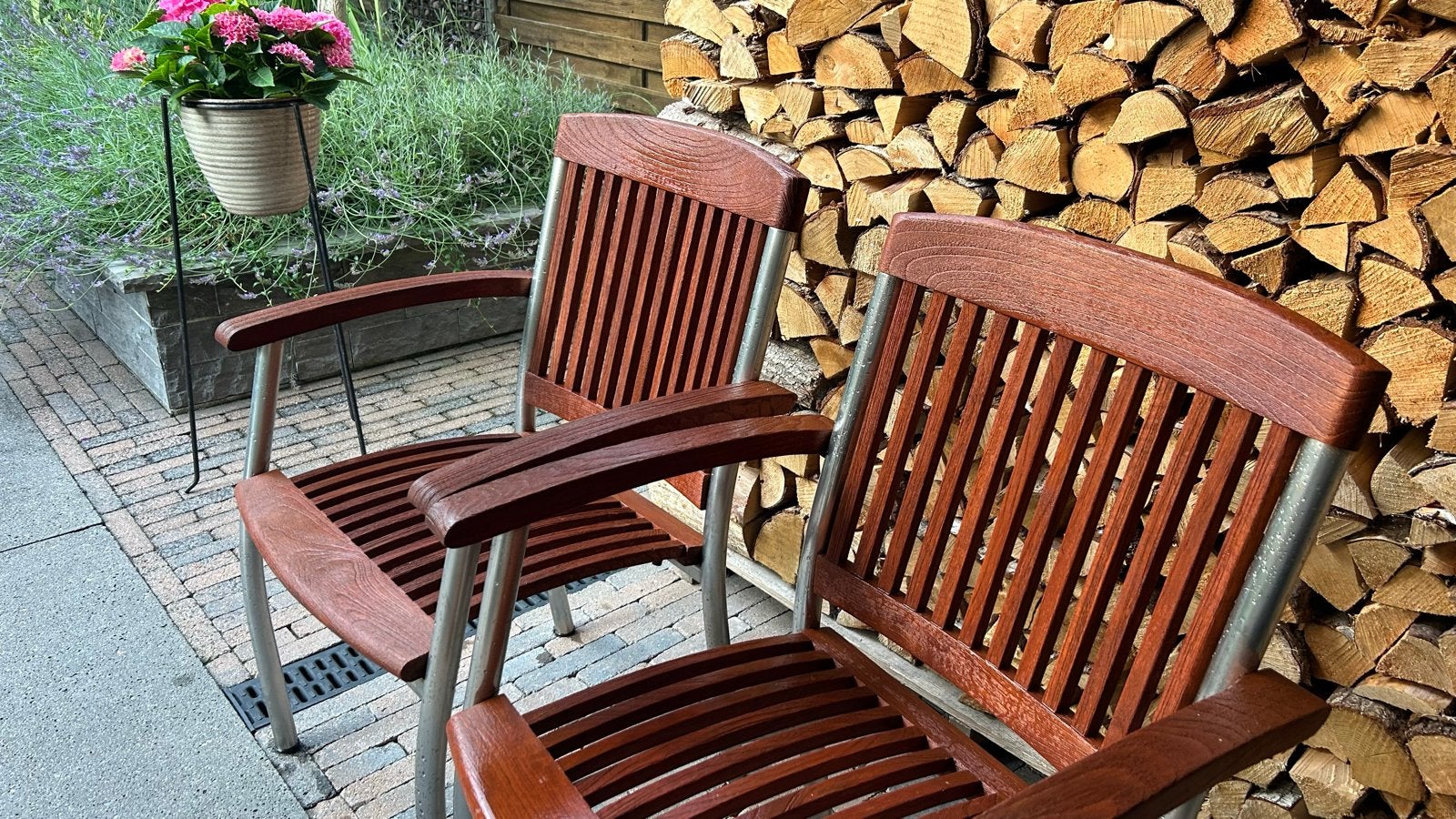 Teakhouten tuinstoelen van Garden Impressions (7 stuks), Ophalen of Verzenden, Gebruikt, Teakhout