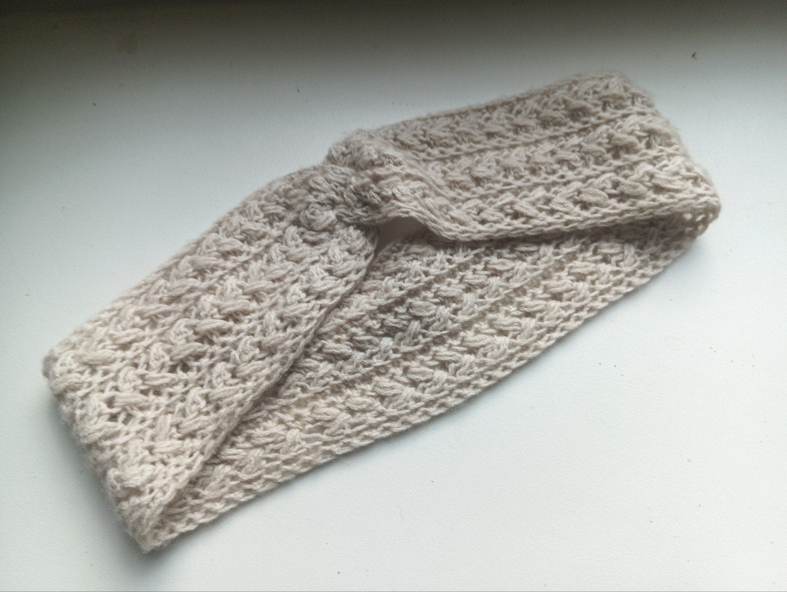 Handgebreide hoofdband mohair & katoen, Handgemaakt, Ophalen of Verzenden, Nieuw