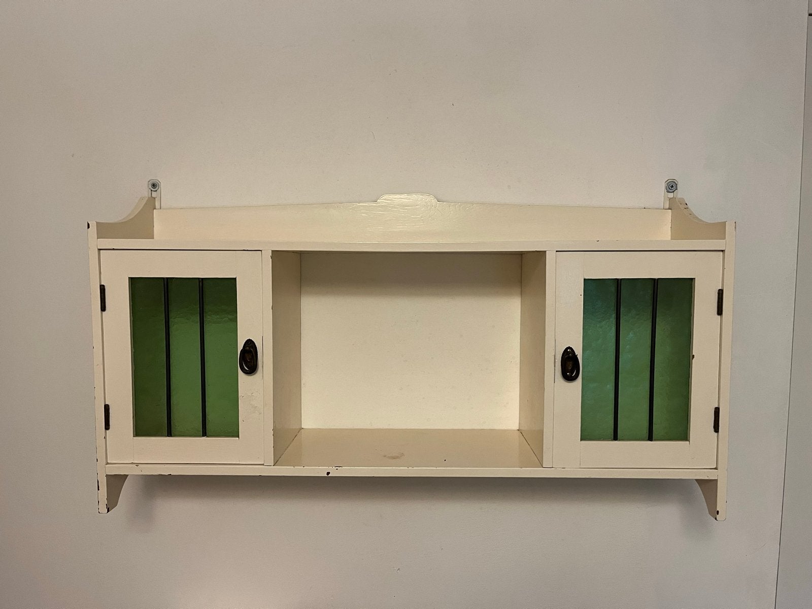 Vintage wandkastje groen glas bijbelkastje, Ophalen