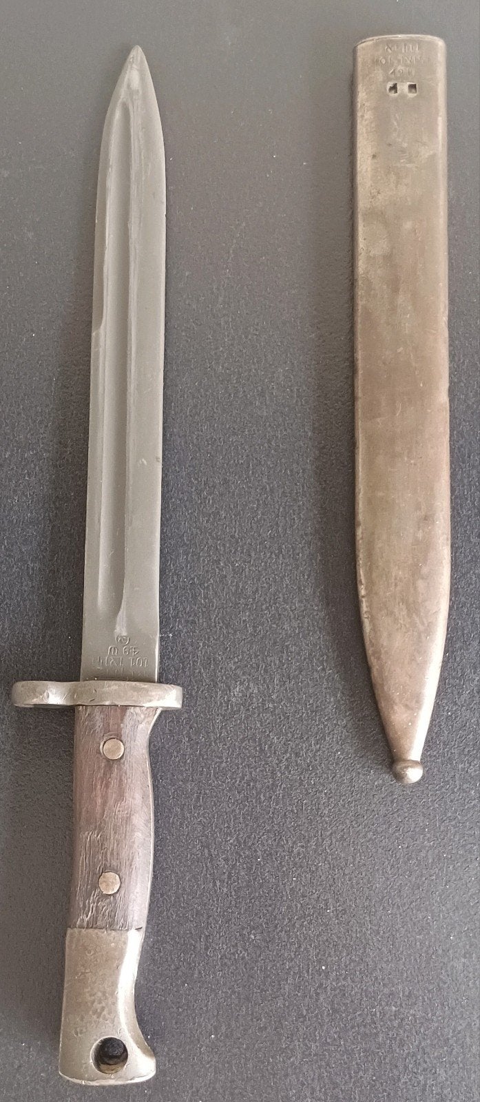 1949 Israëlische K98-bajonet, Ophalen of Verzenden, Landmacht, Overige gebieden, Mes of Dolk