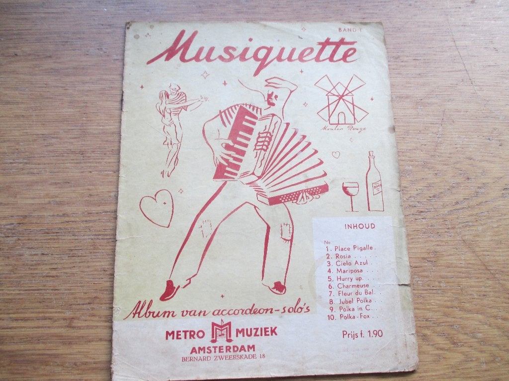 MUSIQUETTE BAND 1 - VOOR ACCORDEON, Muziek en Instrumenten, Gebruikt, Ophalen of Verzenden, Artiest of Componist, Populair