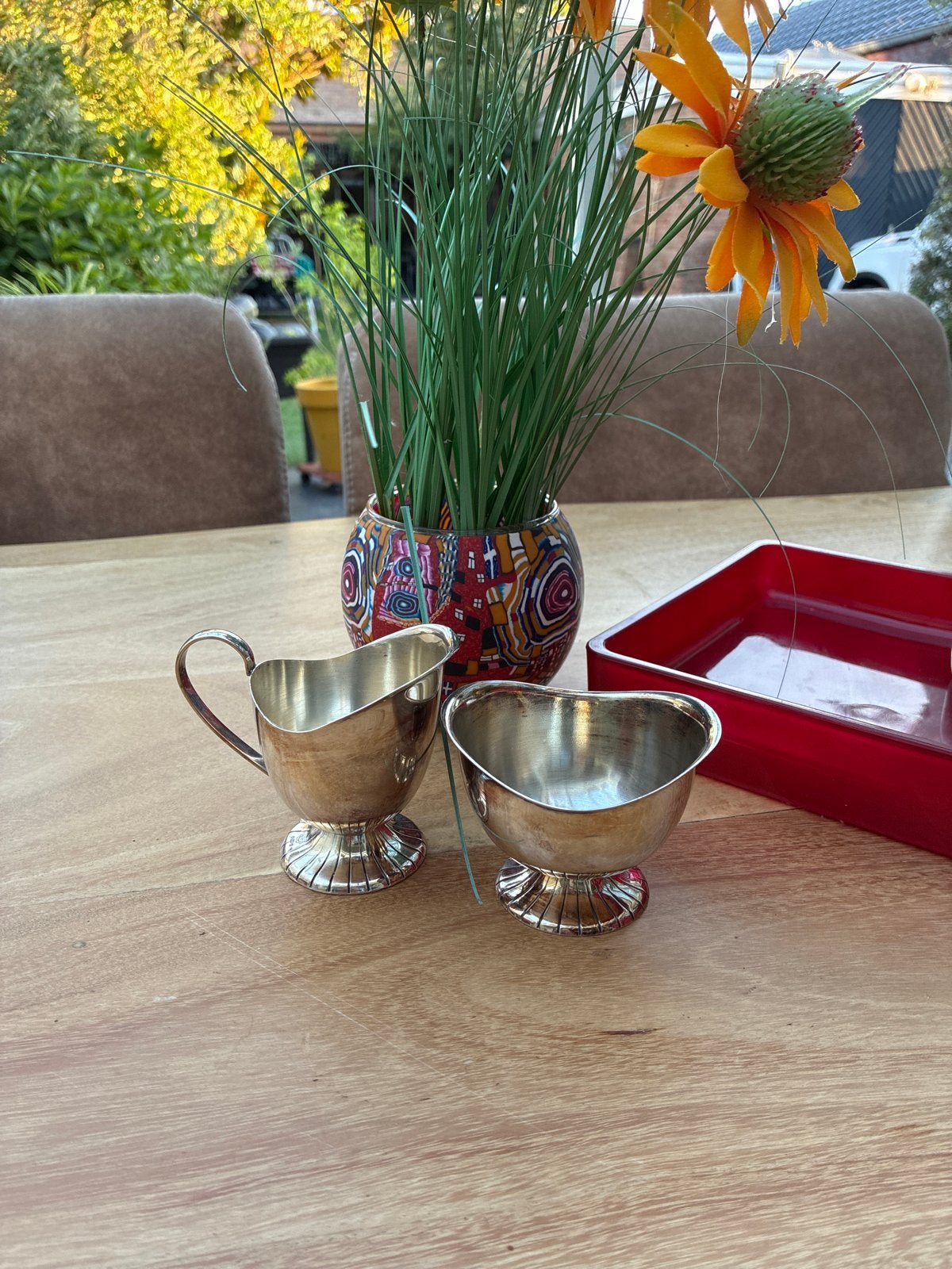 Vintage Zilveren Suikerpot en Melkkan Set, Ophalen of Verzenden, Zilver