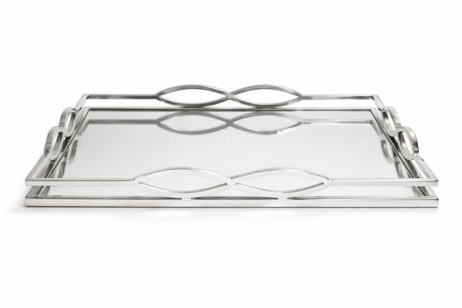 Luxe zilverkleurig dienblad met spiegelend oppervlak, Ophalen of Verzenden, Zo goed als nieuw, Rechthoekig, Metaal