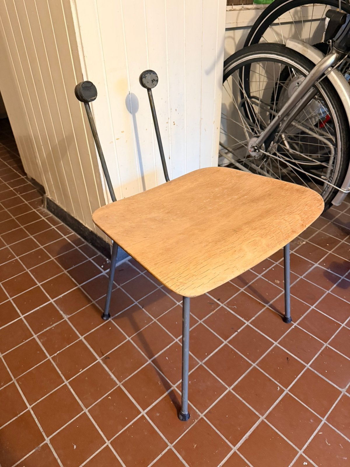 Gispen 116 Wim Rietveld stoel vintage, Gebruikt, Mid century, Bruin, Ophalen of Verzenden