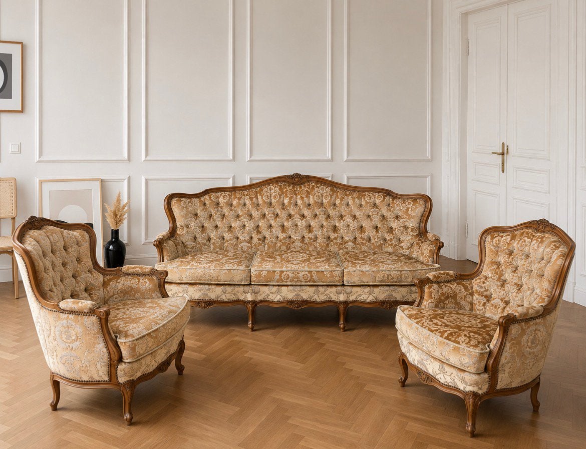 Barok bankstel, vintage bank fauteuils luxe kwaliteit top, Ophalen