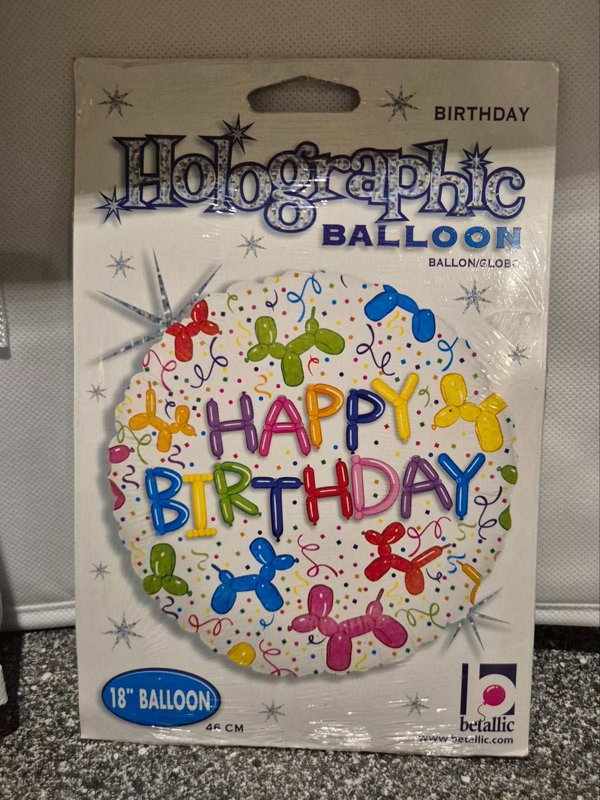 Holografische Happy Birthday Ballon - 46 cm, Ophalen of Verzenden, Nieuw, Feestartikel, Verjaardag