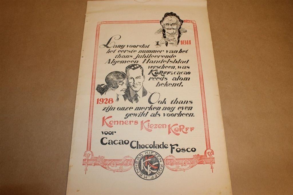 Originele advertentie/affiche - Korff Cacao e.d. - 1928, Ophalen of Verzenden, Gebruikt, Overige typen