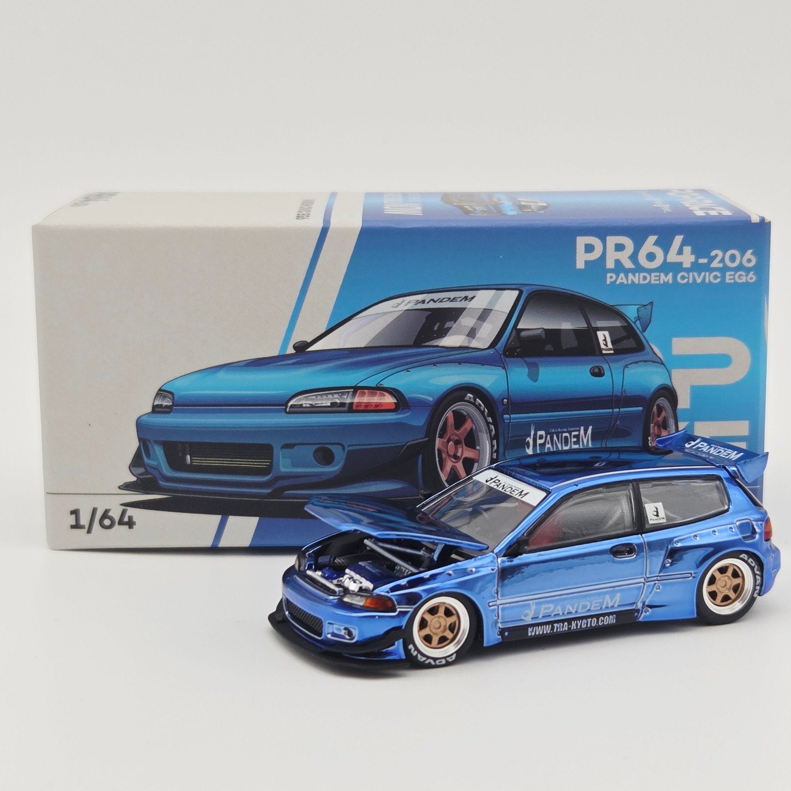 Pop Race – Pandem Civic EG6, blue chrome, Hobby en Vrije tijd, Mymodelcar@outlook.com, Auto, Ophalen of Verzenden, Pop Race