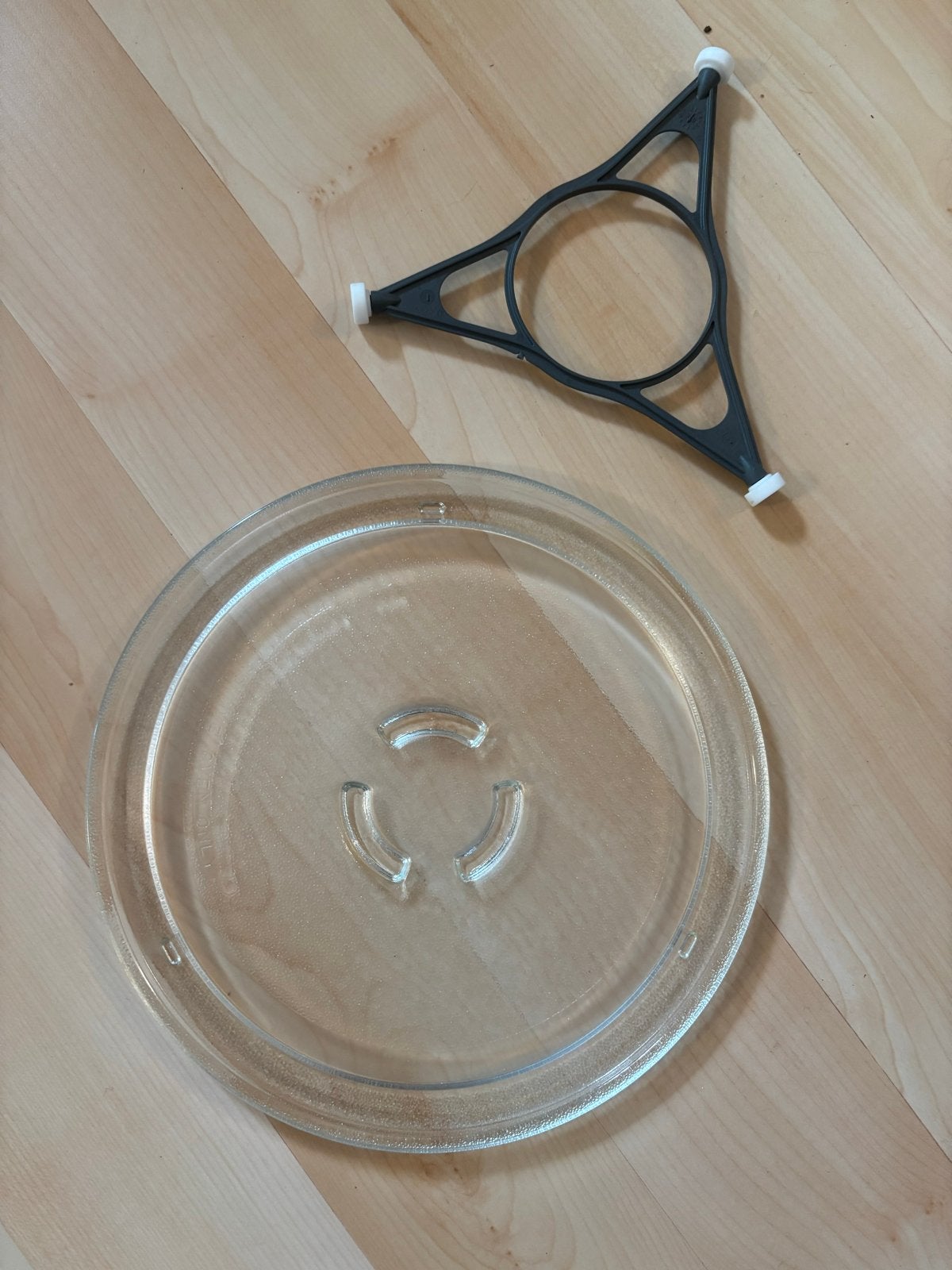 Glazen draaiplateau 25 cm met ring voor magnetron, Ophalen, Zo goed als nieuw, Magnetron, Draaiplateau