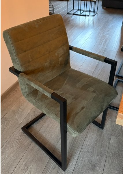 Eetkamerstoel Lizzy - met armleuningen - groen, Huis en Inrichting, Stoelen, Ophalen, Overige kleuren, Zo goed als nieuw, Stof