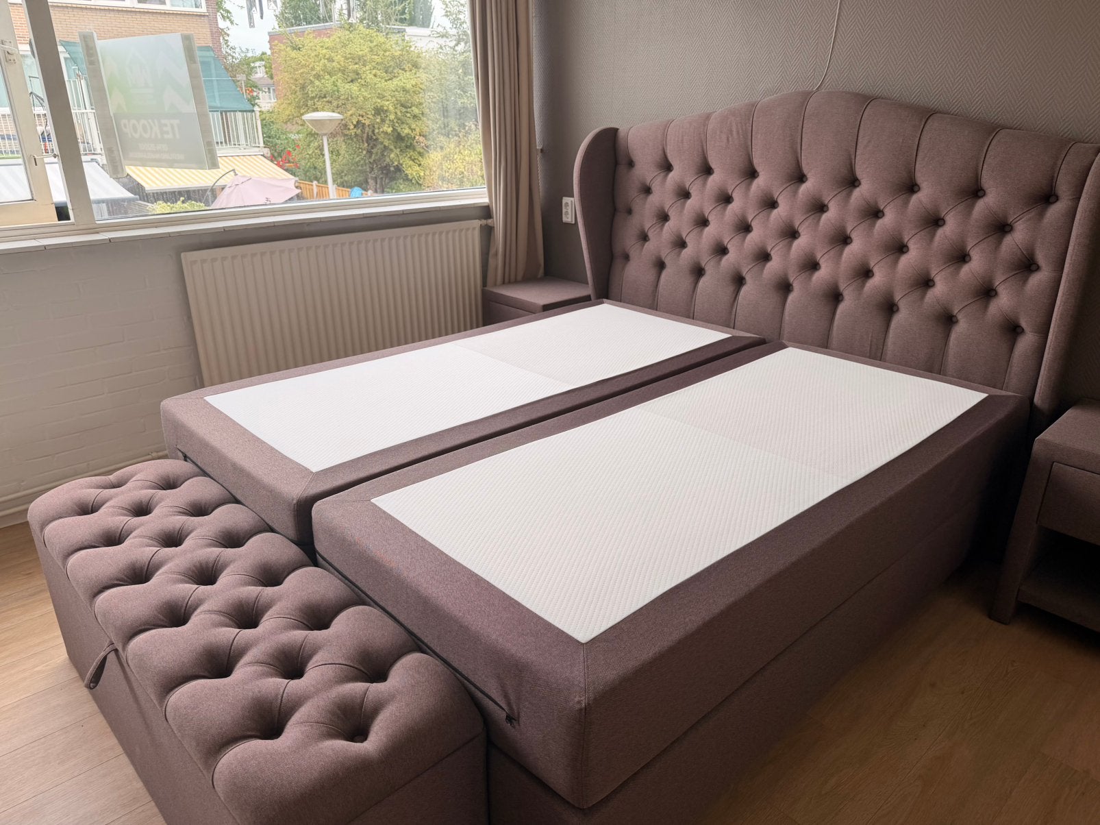 Swiss Sense boxspring 180x200 complete set met hoofdbord, Ophalen, Zo goed als nieuw, Tweepersoons, 180 cm