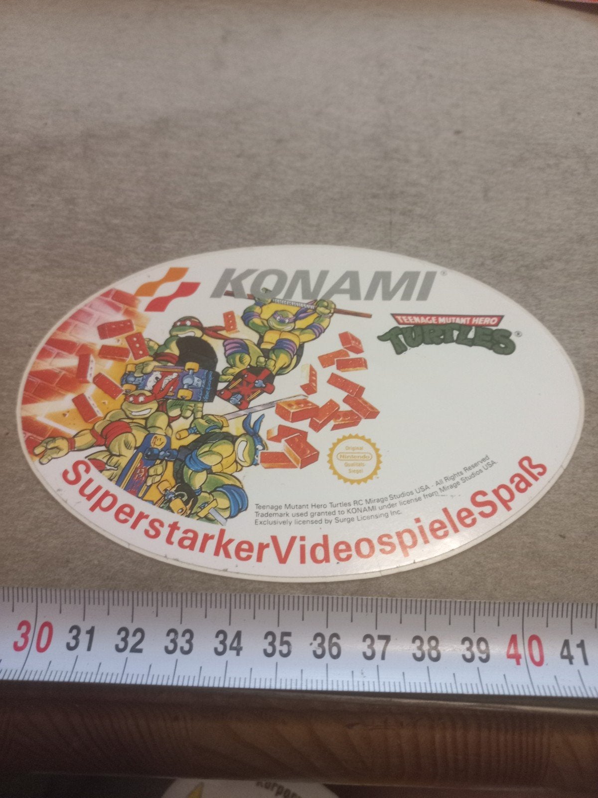 Vintage Teenage Mutant Hero Turtles Konami Sticker, Ophalen of Verzenden, Zo goed als nieuw