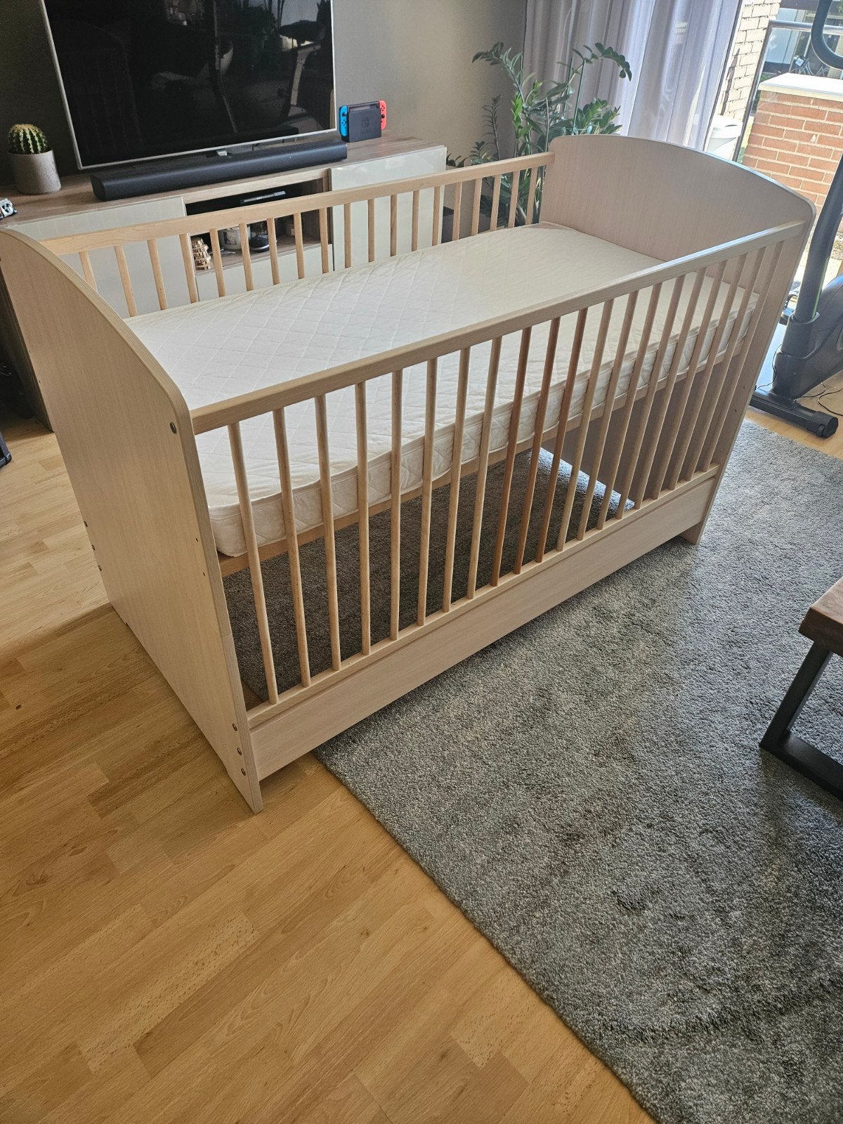 Babybedje/meegroeibedje 70x140 met matras, Ophalen, Gebruikt, 70 tot 85 cm, 140 tot 160 cm